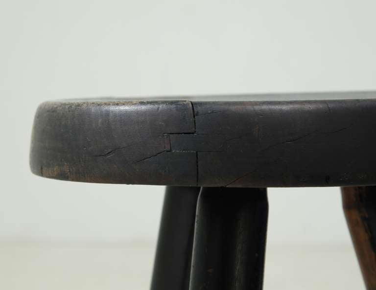 French Charlotte Perriand Medium High Stool in Black