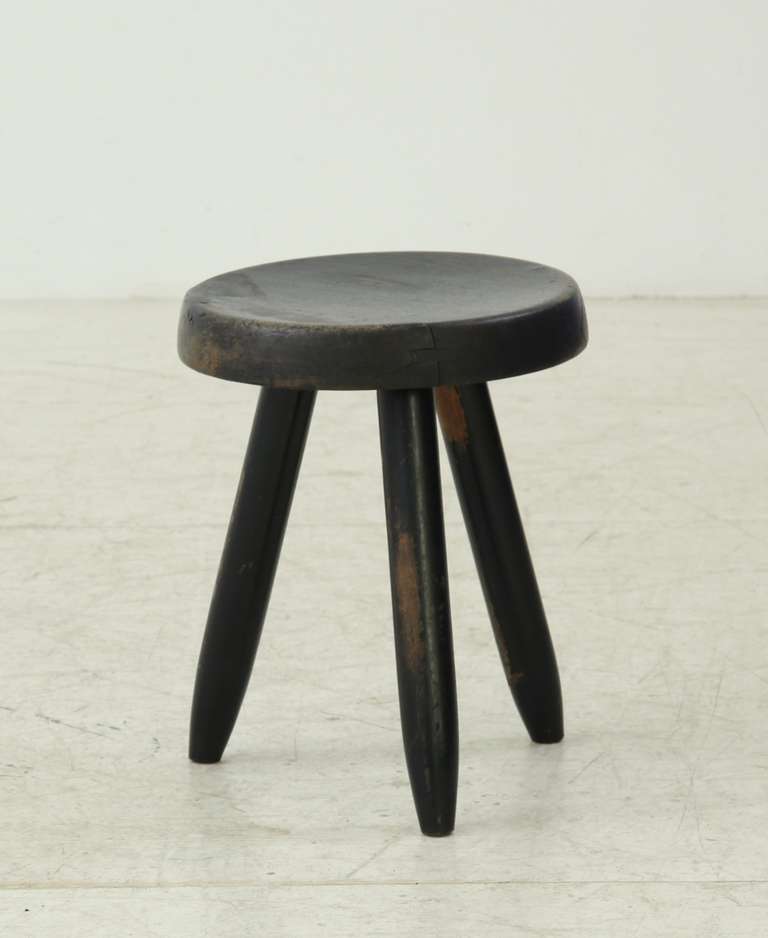 Charlotte Perriand Medium High Stool in Black In Good Condition In Maastricht, NL