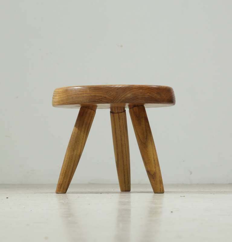 Mid-Century Modern Charlotte Perriand Low Stool in Oak
