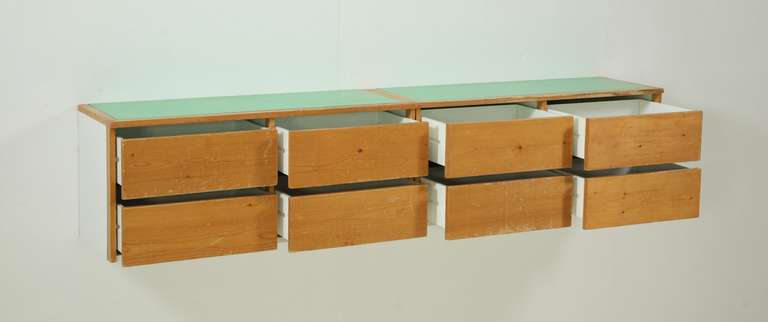 Mid-Century Modern Set of Two Rare Wall-Mounted Chests of Drawers by Charlotte Perriand