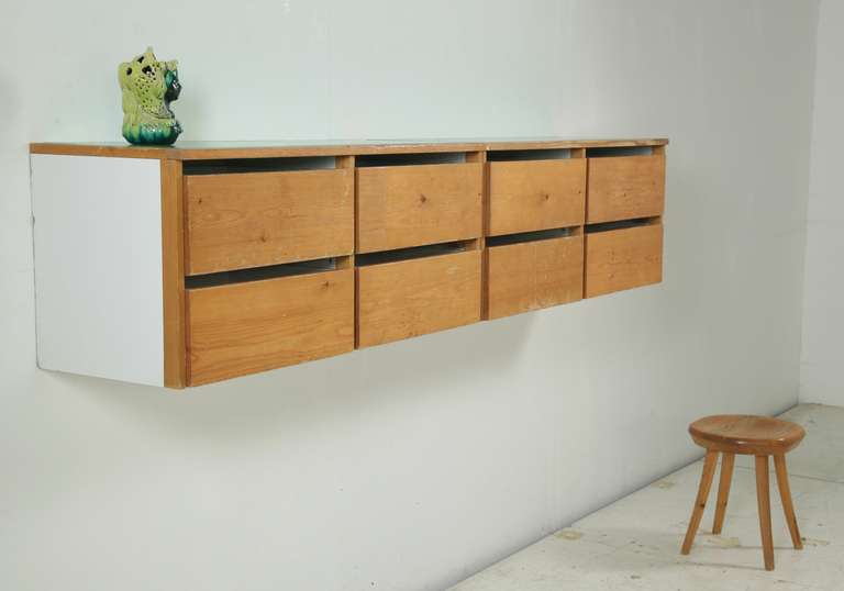 French Set of Two Rare Wall-Mounted Chests of Drawers by Charlotte Perriand