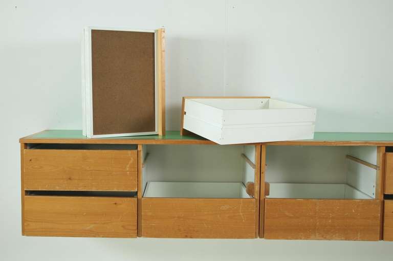 Mid-20th Century Set of Two Rare Wall-Mounted Chests of Drawers by Charlotte Perriand