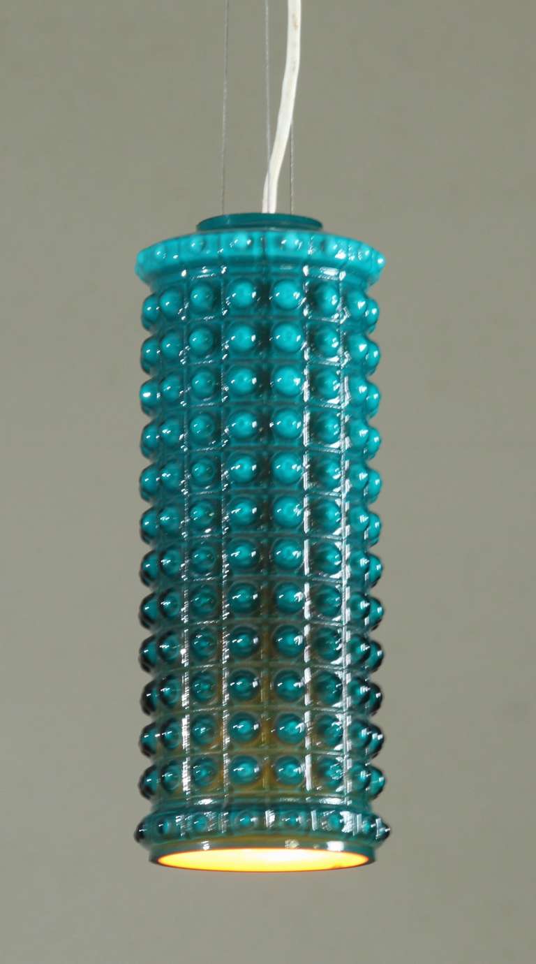 Mid-20th Century Sculptural Cylindric Double Layered Glass Pendant, Helena Tynell, Sweden, 1950s For Sale