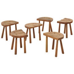 Set of Six Stools by Jean Touret for Atelier Marolles