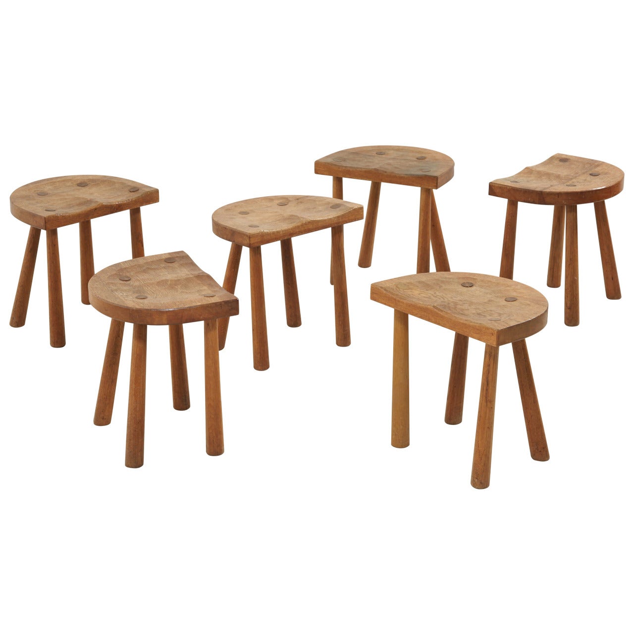 Set of Six Stools by Jean Touret for Atelier Marolles For Sale