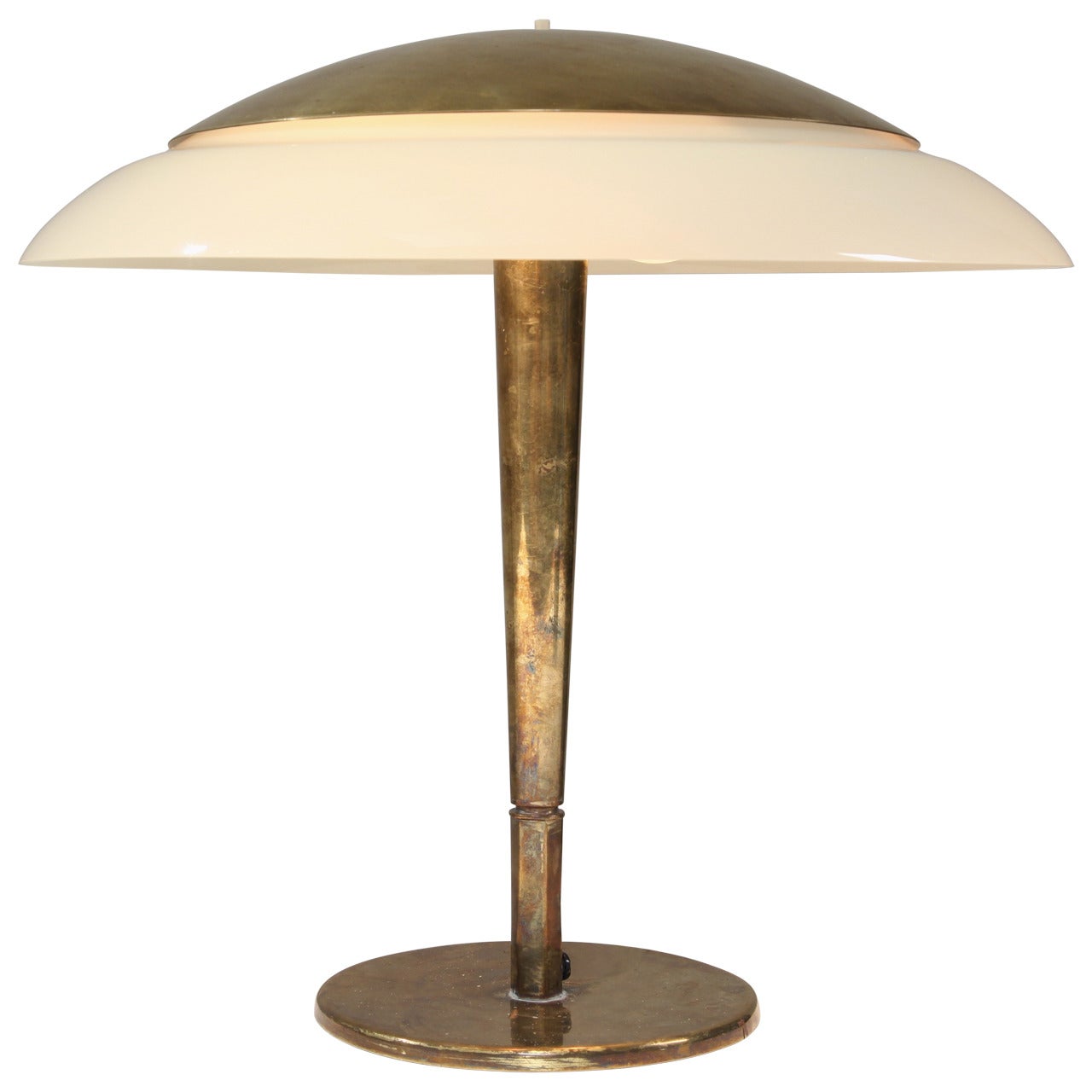 Paavo Tynell 5061 Taito Table Lamp, Brass and Opaline Glass, Finland, 1940s For Sale