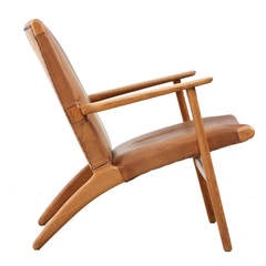 Model Ch-25 Hans Wegner Lounge Chair in Leather 4