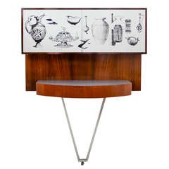 1950s Italian Fold Out Bar in the Manner of Fornasetti