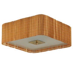 Paavo Tynell 1950s Ceiling Fixture With Woven Wooden Strips