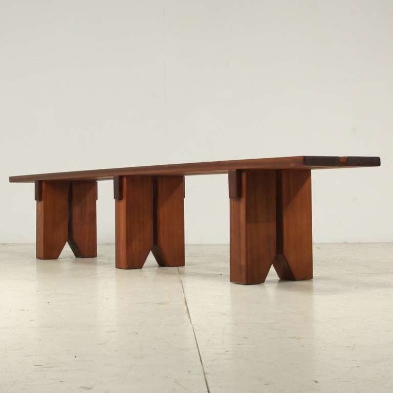 Mid-20th Century Large Charlotte Perriand Bench in Mahogany