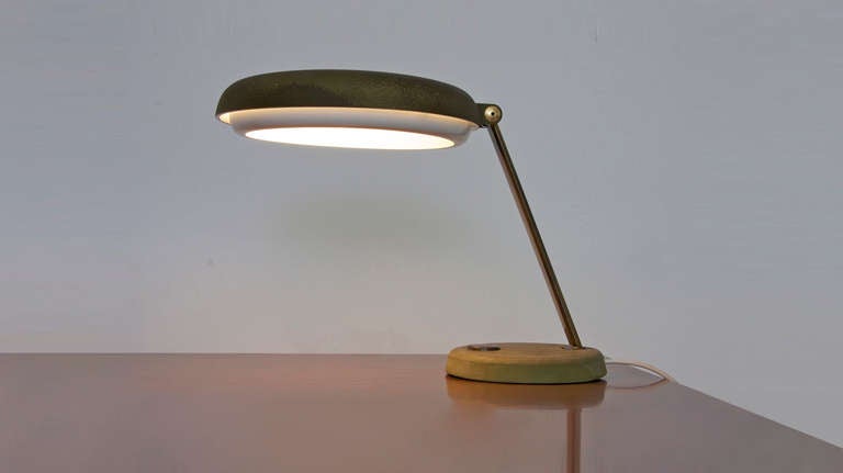 German 1950s Table Lamp by Hillebrand in Unique Patina