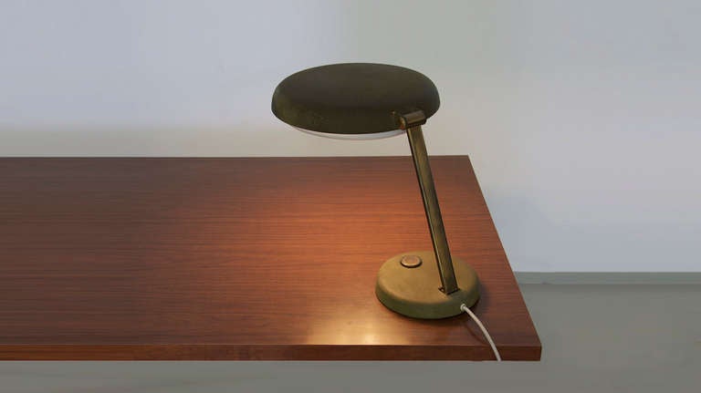 Mid-20th Century 1950s Table Lamp by Hillebrand in Unique Patina