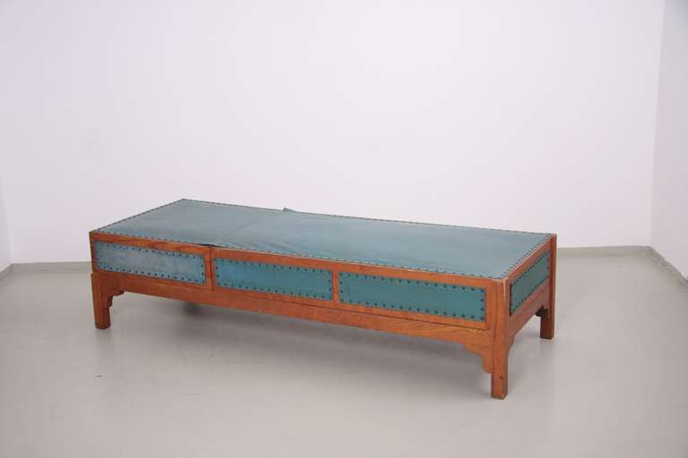 1940s Arts & Crafts Blue Vinyl Daybed