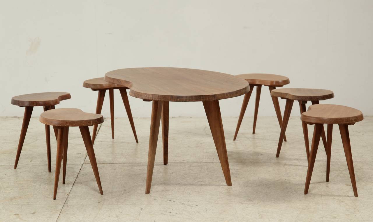 Mid-Century Modern Family of Kidney Shaped Sidetables in Wenge For Sale