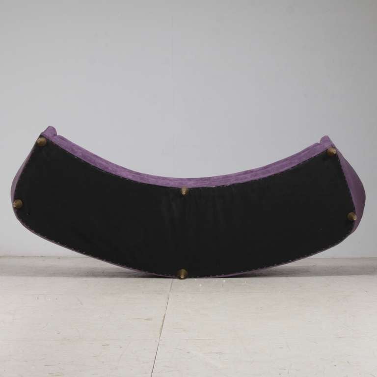 Mid-20th Century Large 1950s Curved Violet Sofa in Mint Condition, Italy For Sale