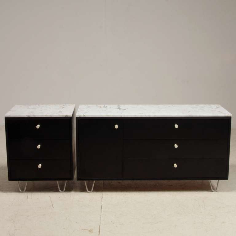 Mid-Century Modern Pair George Nelson chest of drawers with marble top For Sale