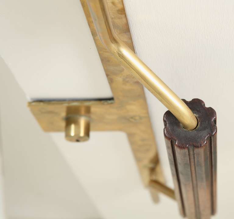 Mid-20th Century Italian Two-Sided Brass Door Knob with Solid Wooden Grips For Sale