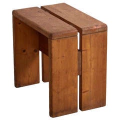 Vintage Charlotte Perriand Stool in Pine for the Les Arcs Ski Resort