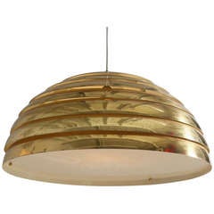 Large 1960s Brass Chandelier With Plexiglass Diffuser
