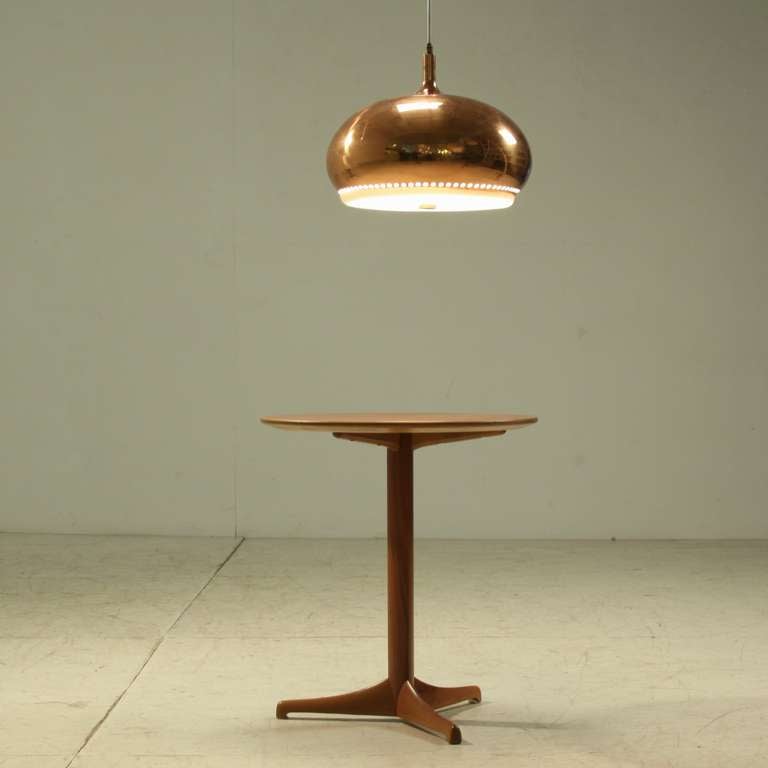 Italian Large Full Copper Pendant Perforated Underneath, Italy, 1950s For Sale