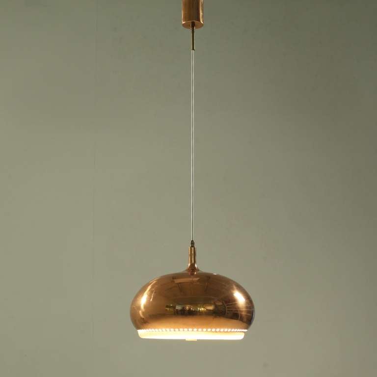 Large Full Copper Pendant Perforated Underneath, Italy, 1950s In Good Condition For Sale In Maastricht, NL