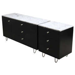 Pair George Nelson chest of drawers with marble top