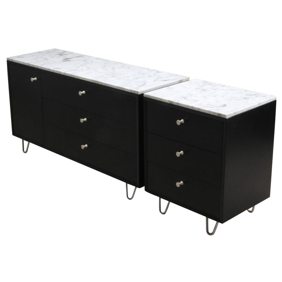 Pair George Nelson chest of drawers with marble top For Sale