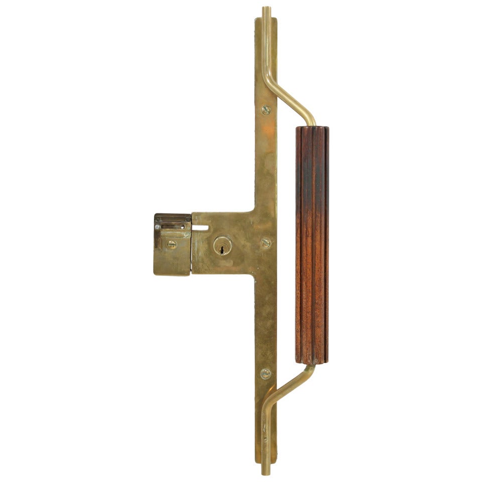 Italian Two-Sided Brass Door Knob with Solid Wooden Grips For Sale