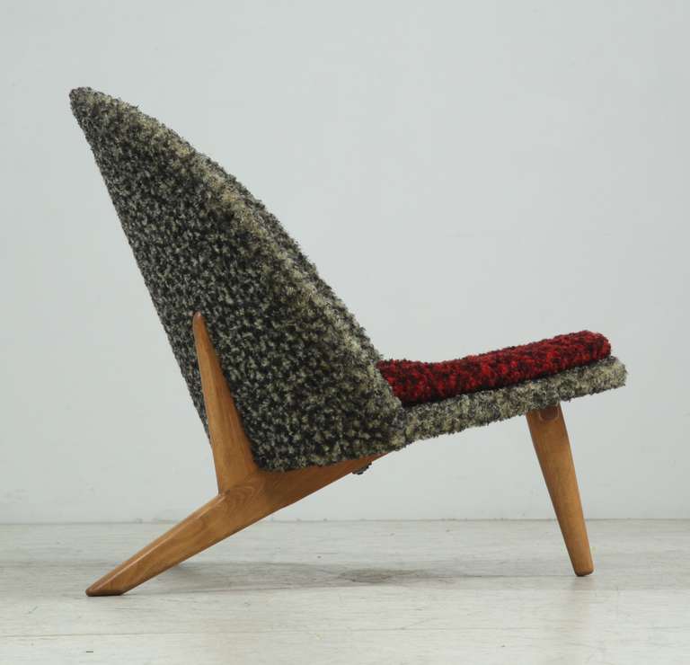 Wood Rare Swedish Trileg Lounge Chair For Sale