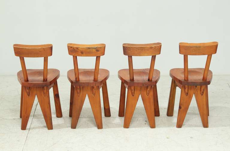 French Set of Four Campagne de La Maison Chairs For Sale