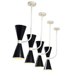 Set of Six Italian Metal Diabolo Wall or Pendant Lamps in Stilnovo Manner, 1950s 9