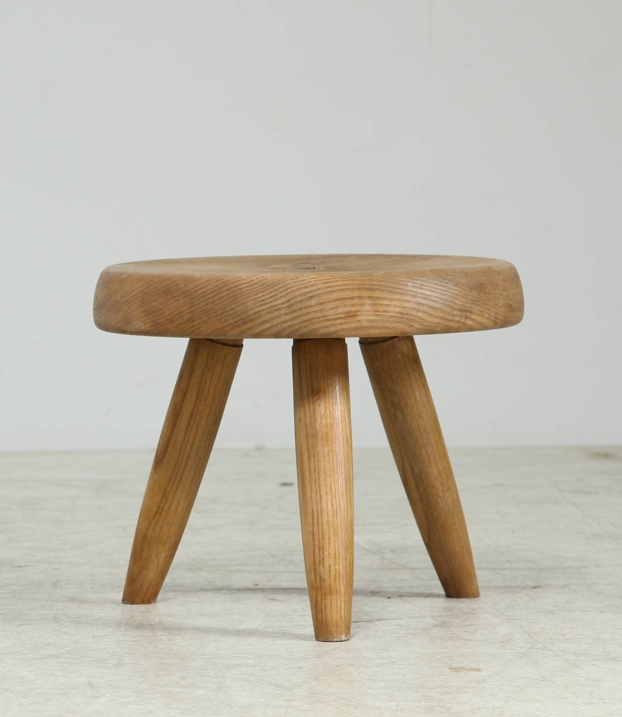 Mid-Century Modern Charlotte Perriand Dark Ash Stool, France, 1960s For Sale