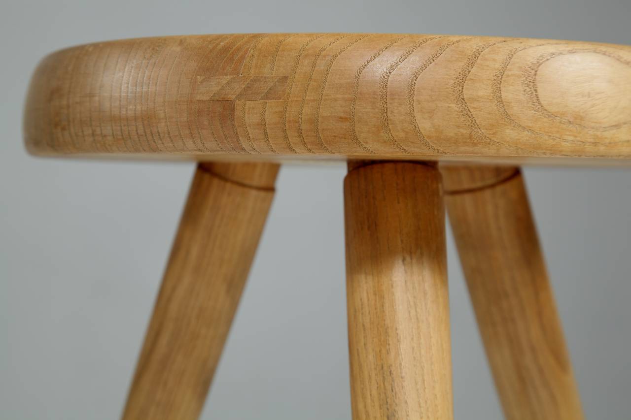 Mid-20th Century Charlotte Perriand Dark Ash Stool, France, 1960s For Sale