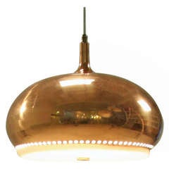 Large Full Copper Pendant Perforated Underneath, Italy, 1950s