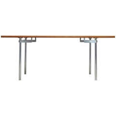 Hans J. Wegner Desk or Dining Table with Rosewood Top and Stainless Steel Frame 11
