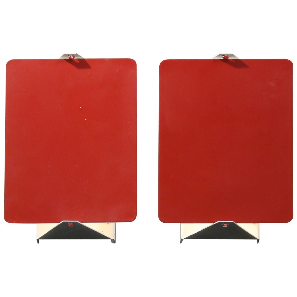 Pair red Charlotte Perriand CP1 aplliques