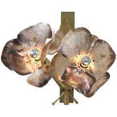 Willy Daro pearl flower wall applique, Belgium, 1960s 3