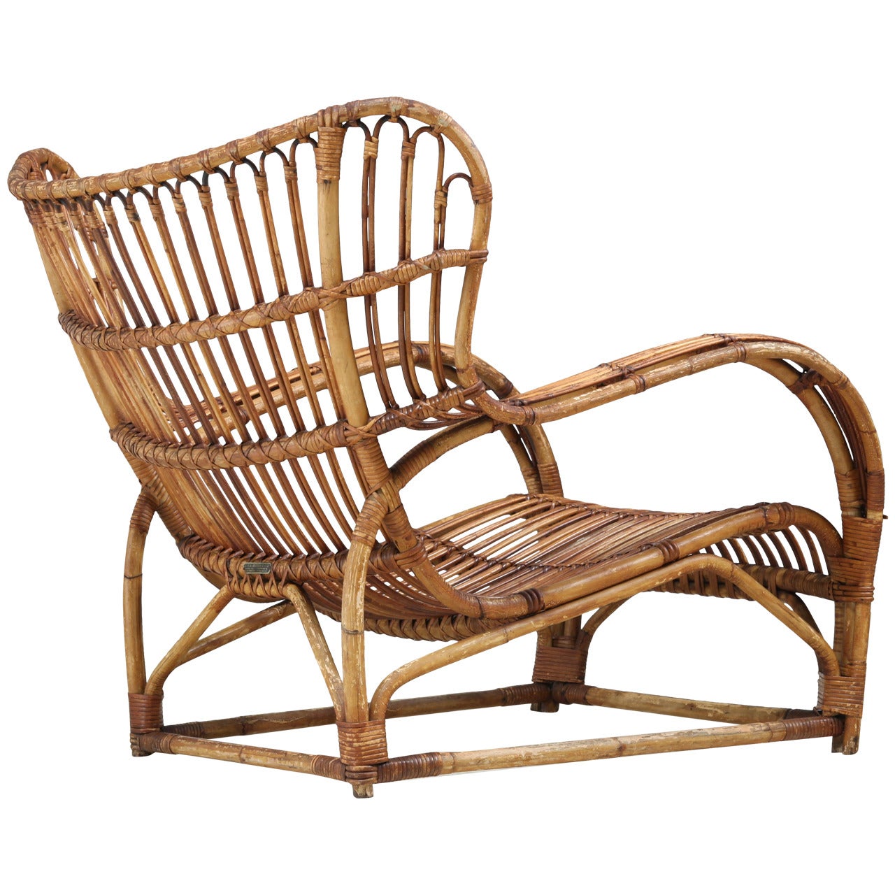 Viggo Boesen Bamboo Lounge Chair for E.V.A. Nissen, Denmark, 1930s For Sale