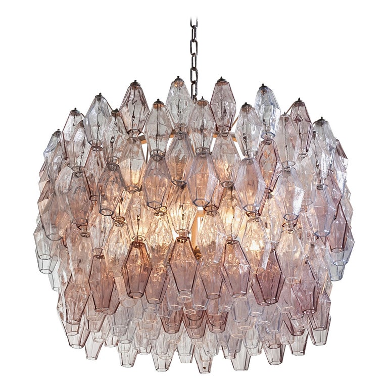 Mid Century Poliedri Murano Glass Chandelier by Carlo Scarpa, 1960s Mid Century Poliedri Murano Glass Chandelier by Carlo Scarpa, 1960s