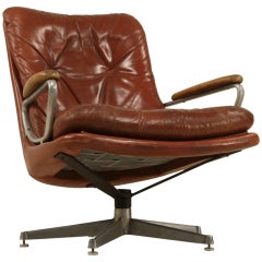 Leather Lounge Chair on Swivel by  Strassle