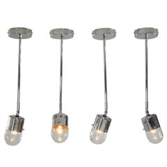 Set of four chrome minimalist Italian ceiling lights, 1950s