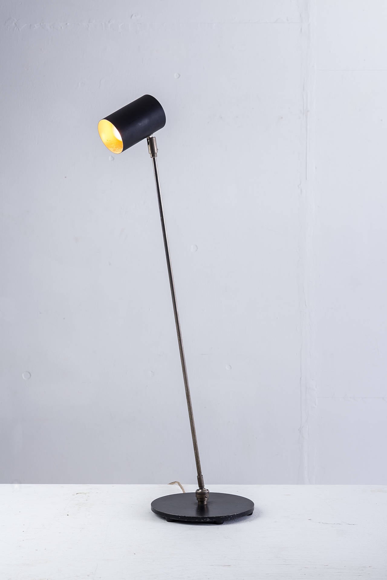 Mid-Century Modern Modernist Swiss Metal and Brass Floor Lamp, 1950s For Sale