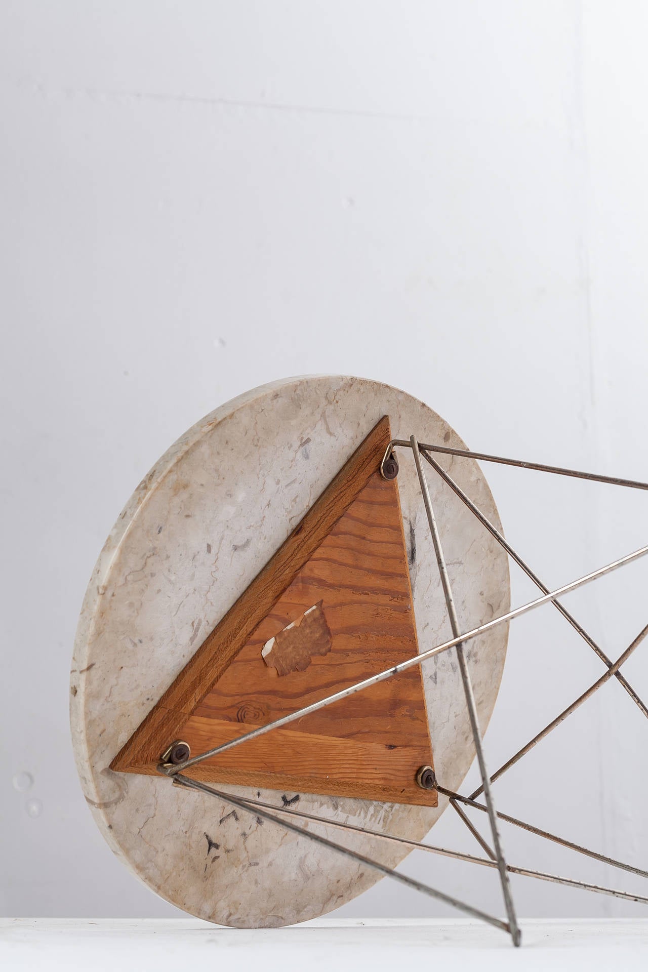 Mid-Century Modern Brancusi Marble and Brass Cradle Side Table