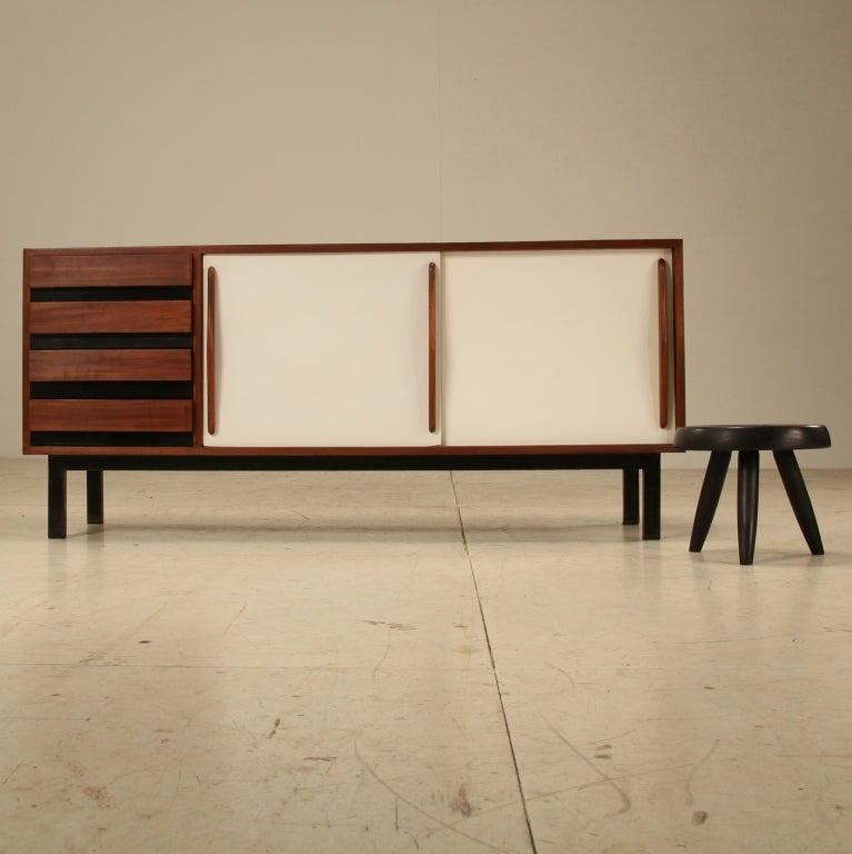 Charlotte Perriand Cansado Sideboard With Double White Doors In Excellent Condition In Maastricht, NL