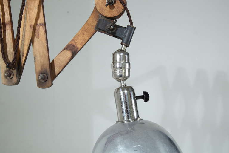 Aluminum Large Johan Petter Johansson Triplex Scissor Lamp, Sweden, 1919 For Sale