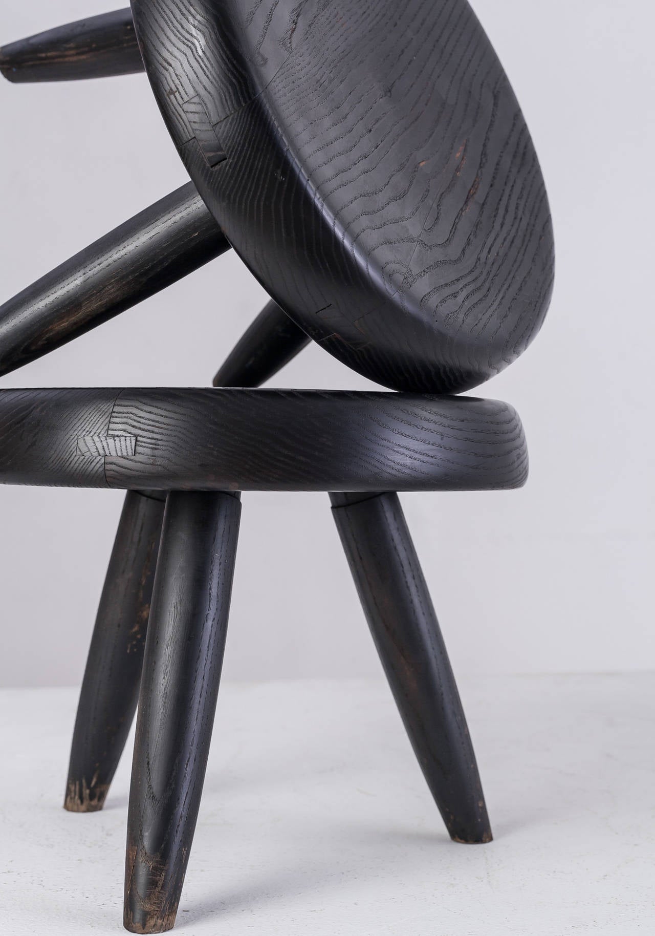 Pair of Black Charlotte Perriand Low Stools 1