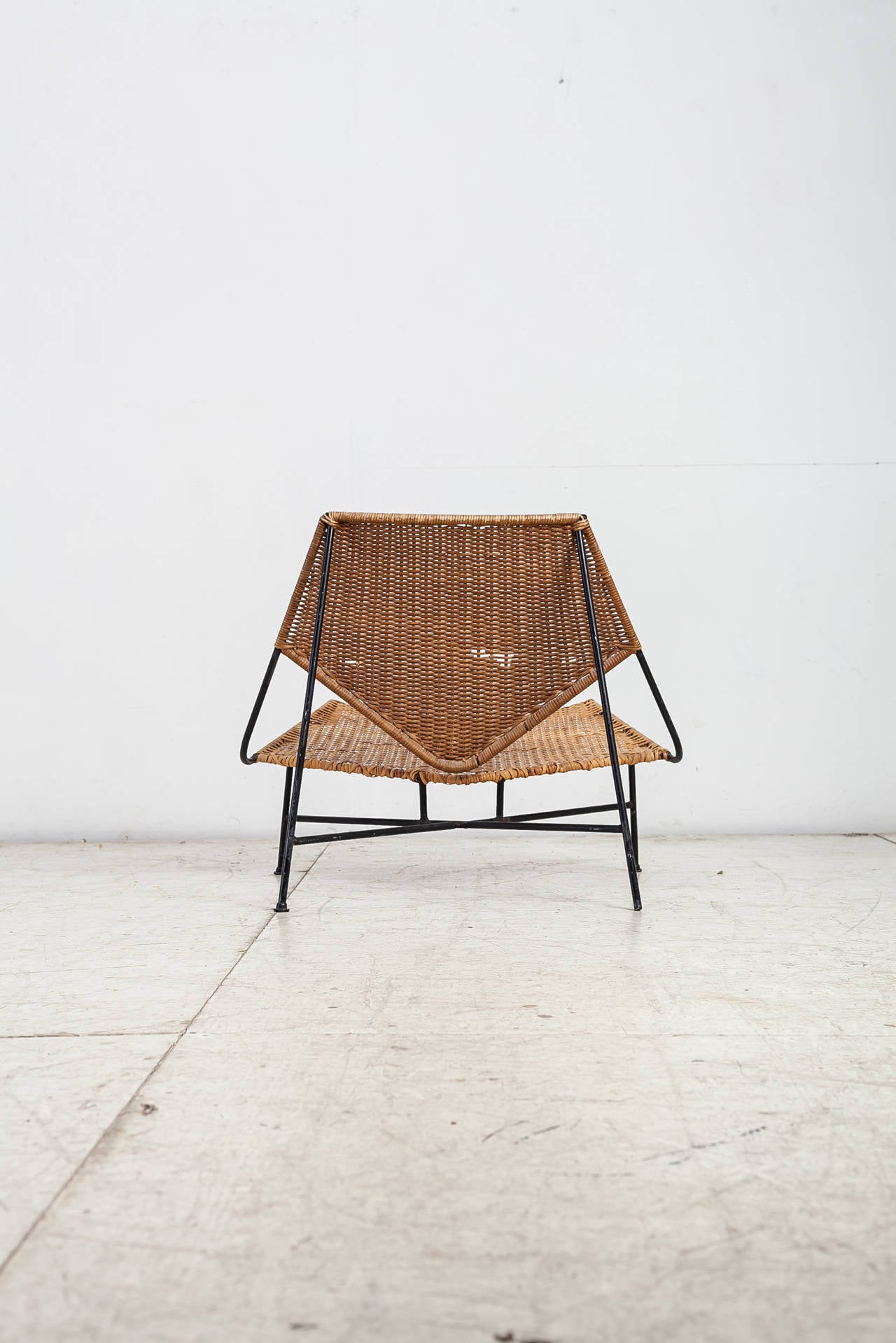 Mid-Century Modern Arthur Umanoff Rattan Lounge Chair