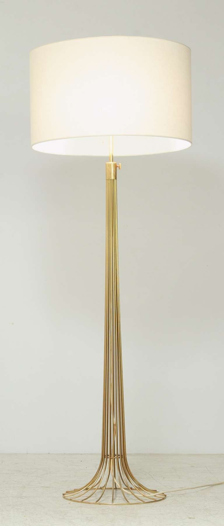 German Large Brass Rod Floor Lamp For Sale