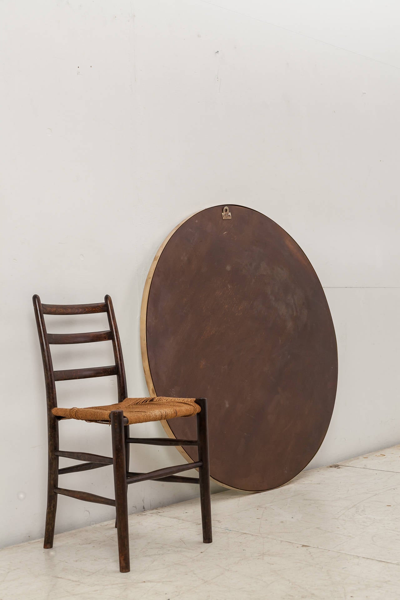 Mid-Century Modern Large Round Italian Brass Mirror, 120 cm diameter, 1950s -SF sor For Sale