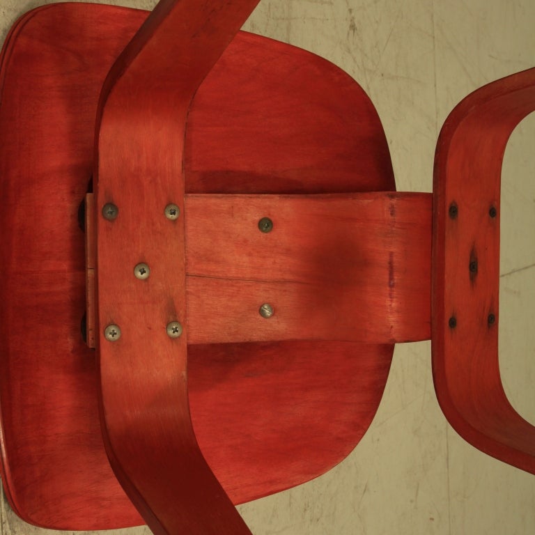 Mid-Century Modern Eames DCW in aniline red for Evans